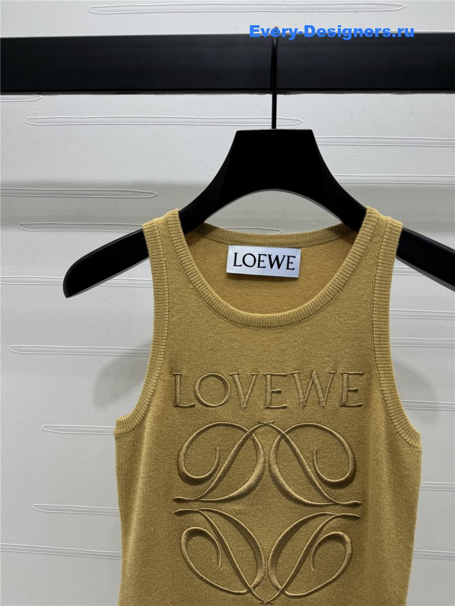 L0ew* embroidered knitted vest brown