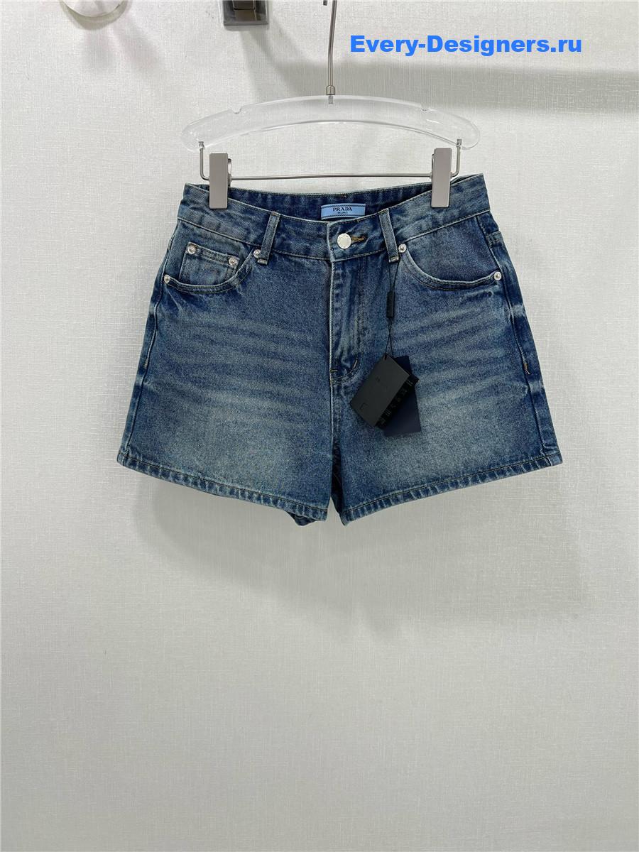 Pra*a high waist washed denim shorts