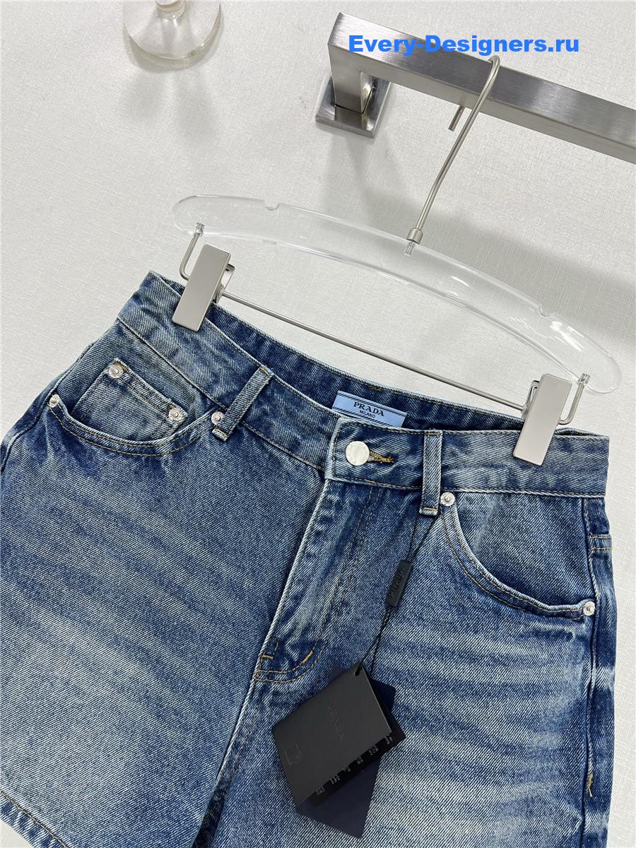 Pra*a high waist washed denim shorts