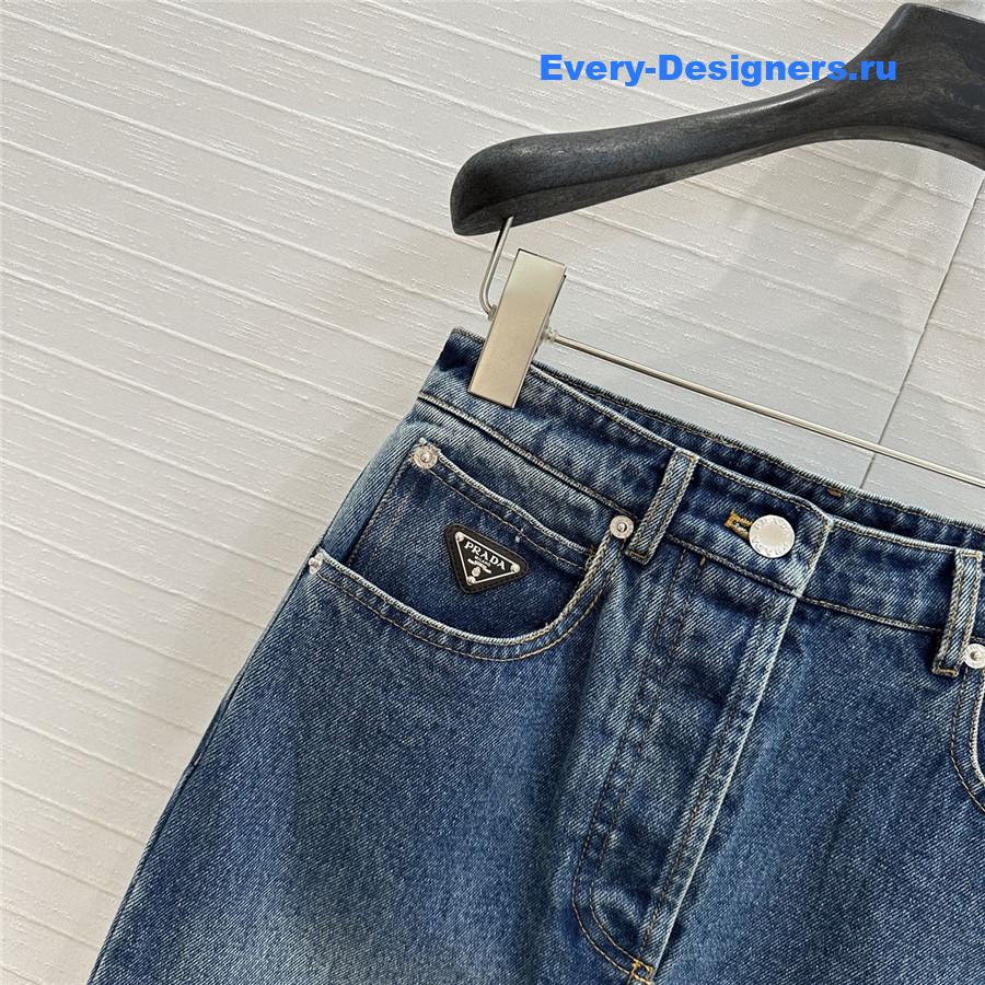 Pra*a blue denim long skirt