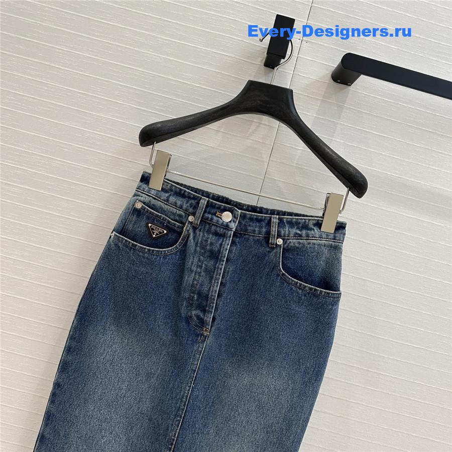 Pra*a blue denim long skirt