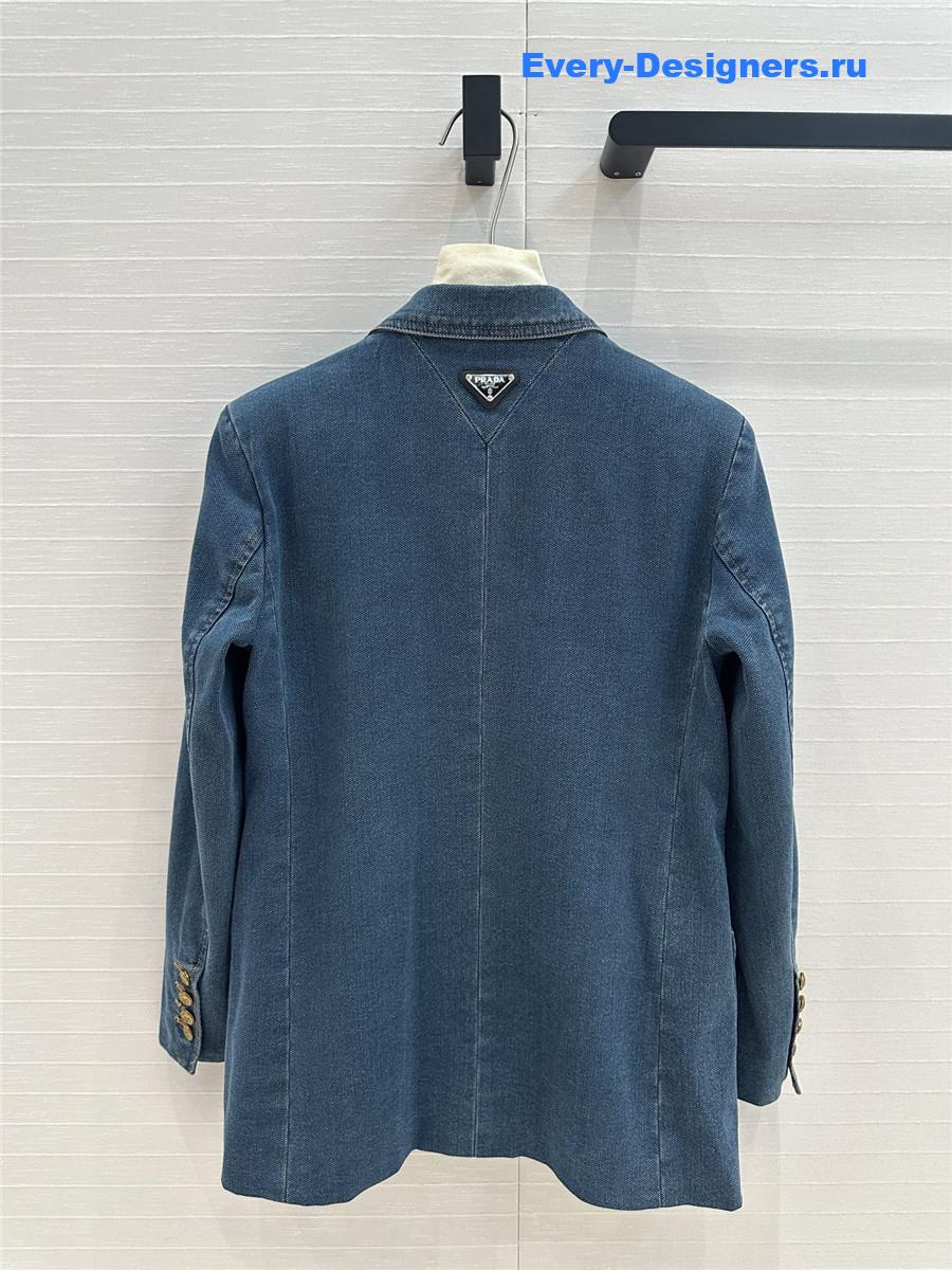 Pra*a blue double-breasted denim blazer