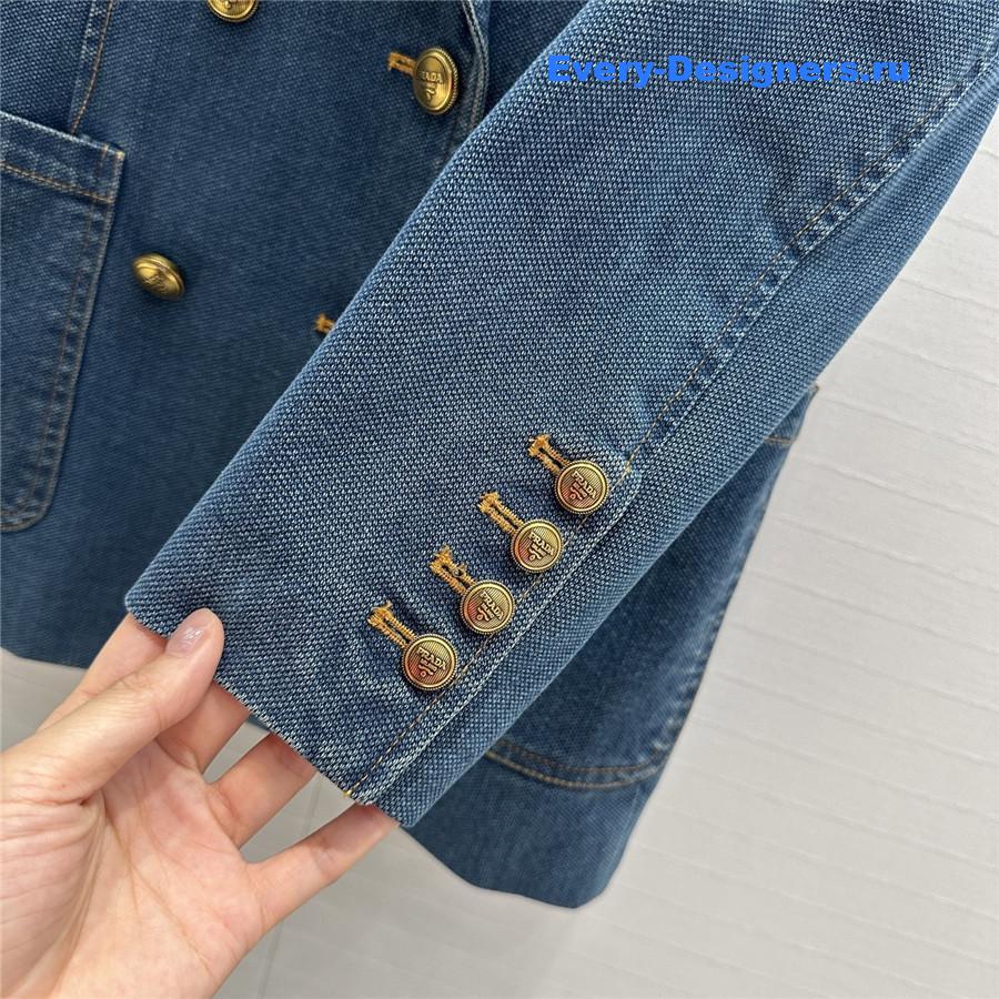 Pra*a blue double-breasted denim blazer