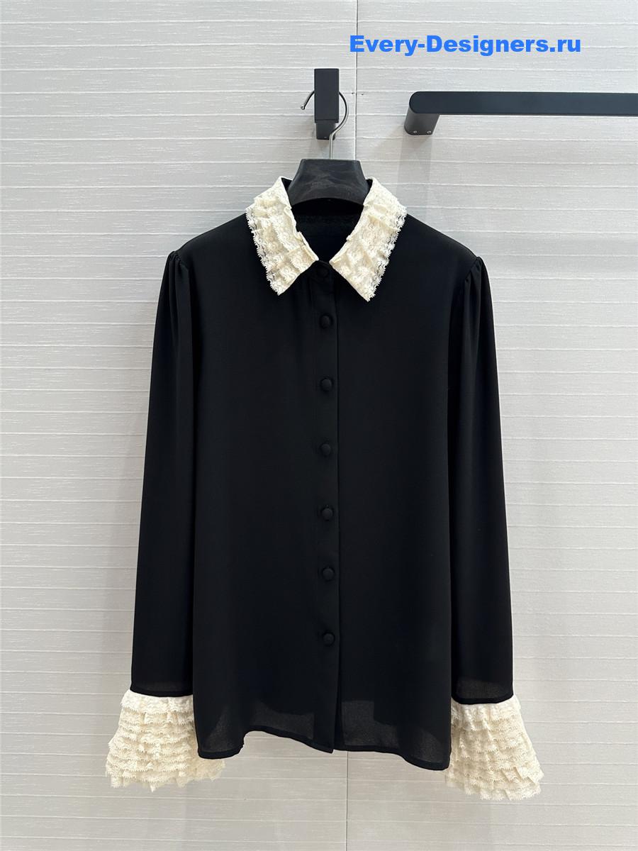 Va1e*ntin0 silk georgette blouse in black