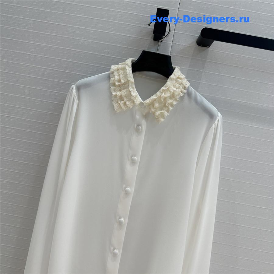 Va1e*ntin0 silk georgette blouse in white