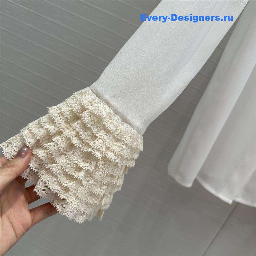 Va1e*ntin0 silk georgette blouse in white