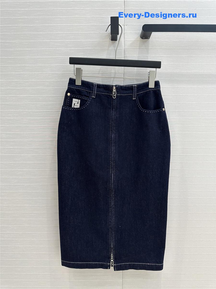 F**di blue denim long skirt
