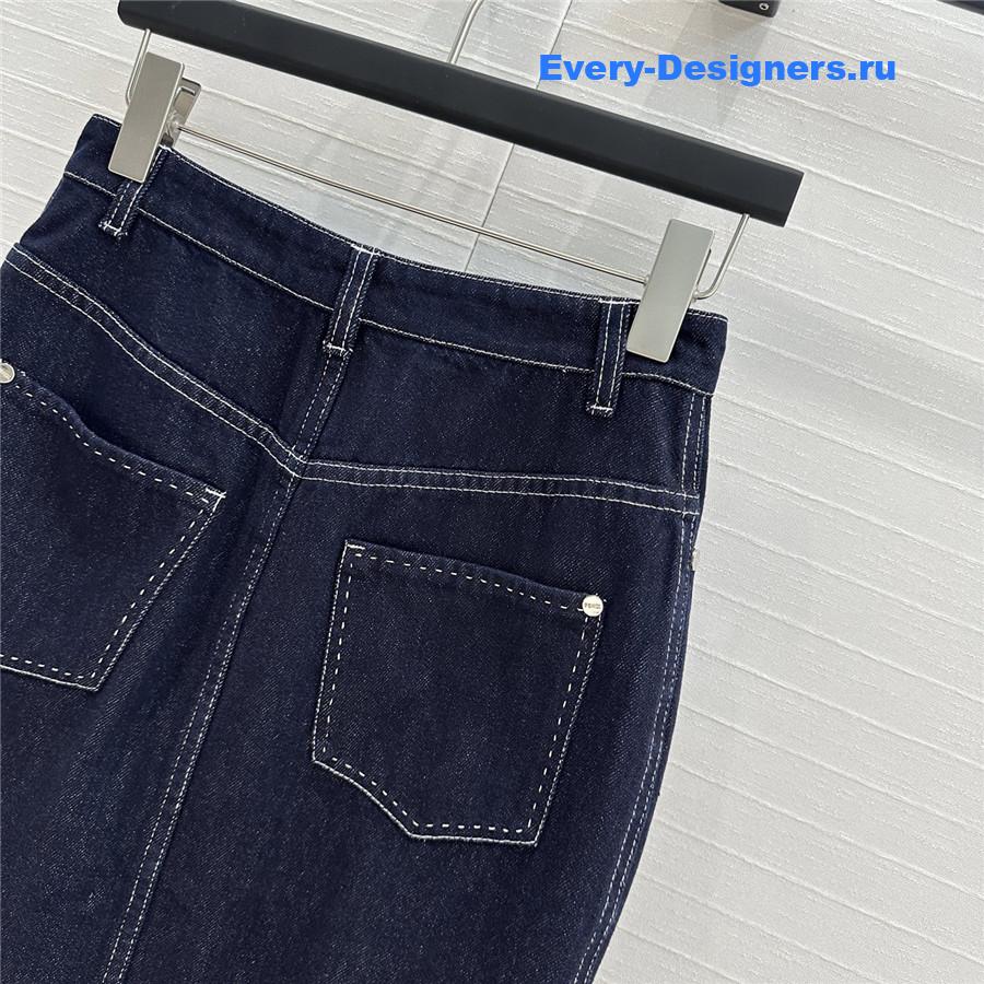F**di blue denim long skirt