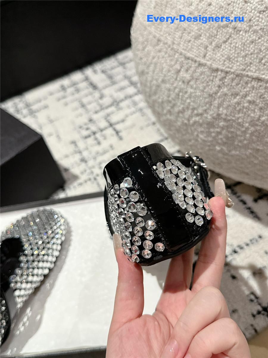 Alaia Square Toe Rhinestone Ballet Flats