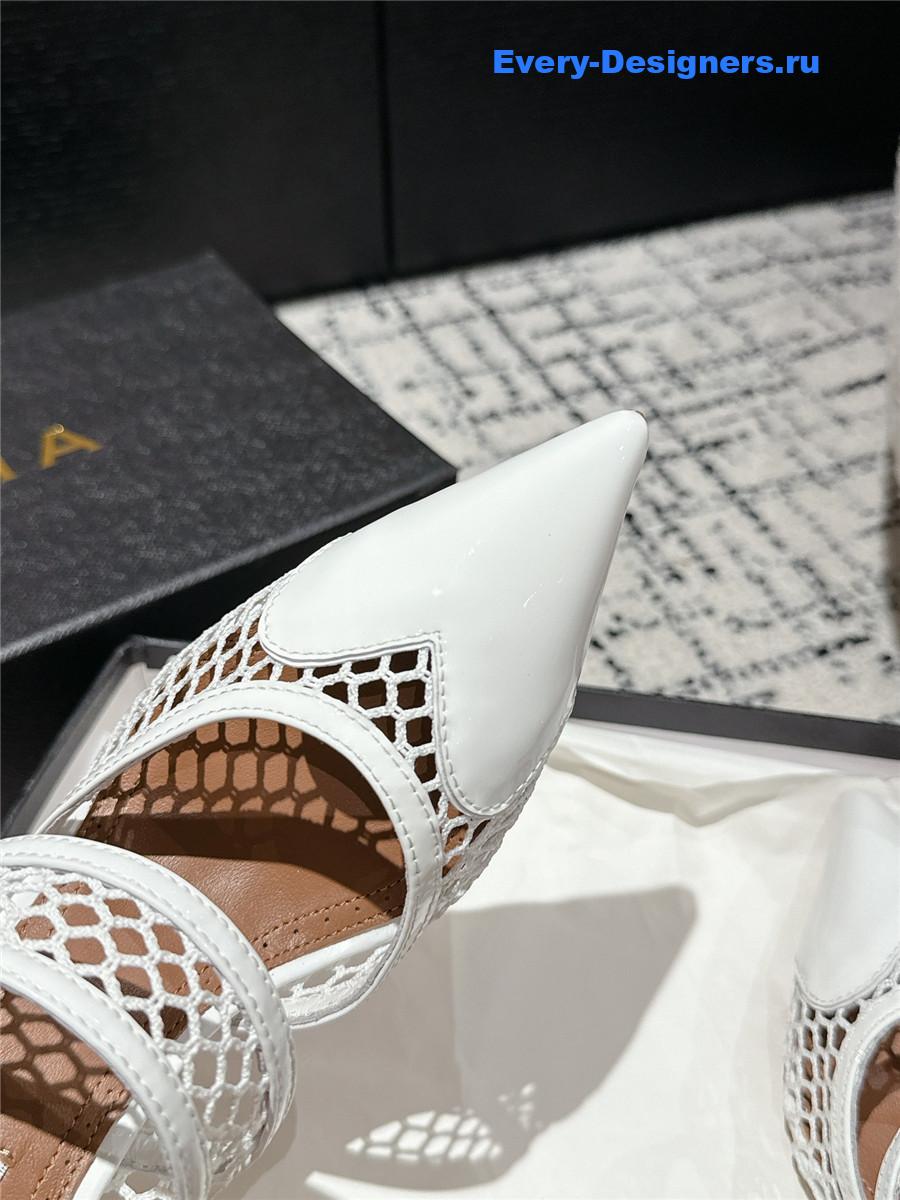 Alaia Le Coeur 90mm Leather Pumps in White