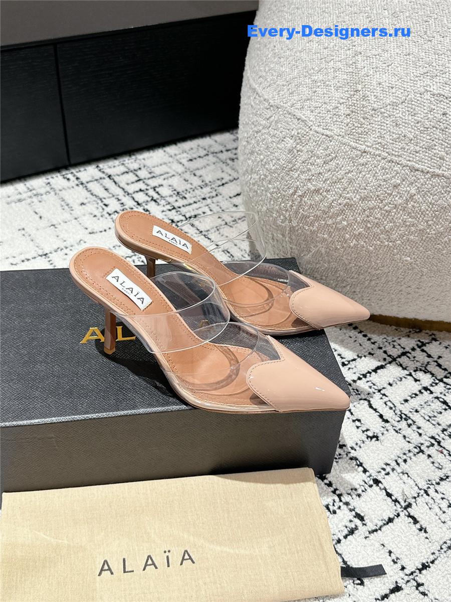 Alaia Cœur Patent Leather and PU Mules