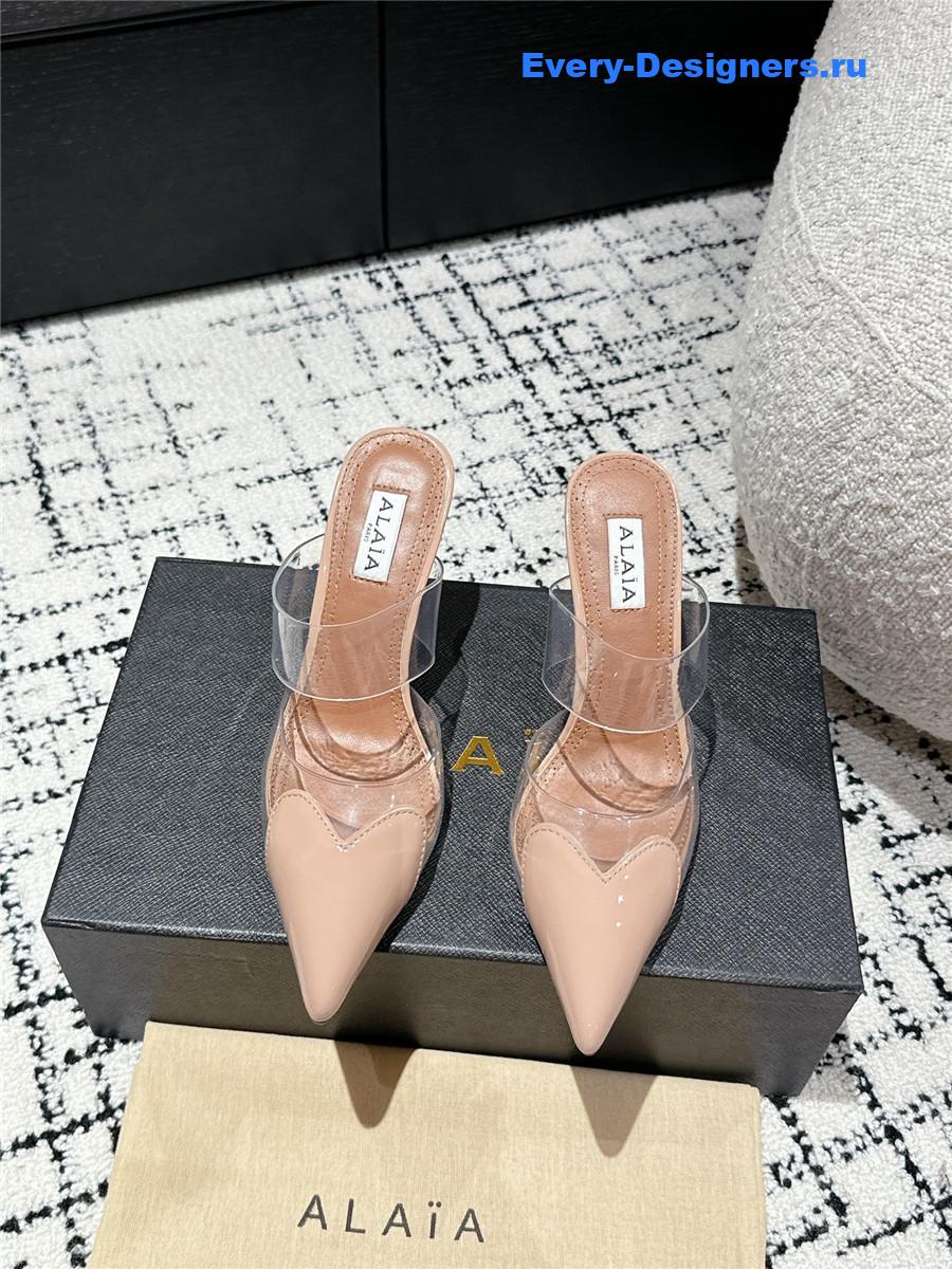 Alaia Cœur Patent Leather and PU Mules