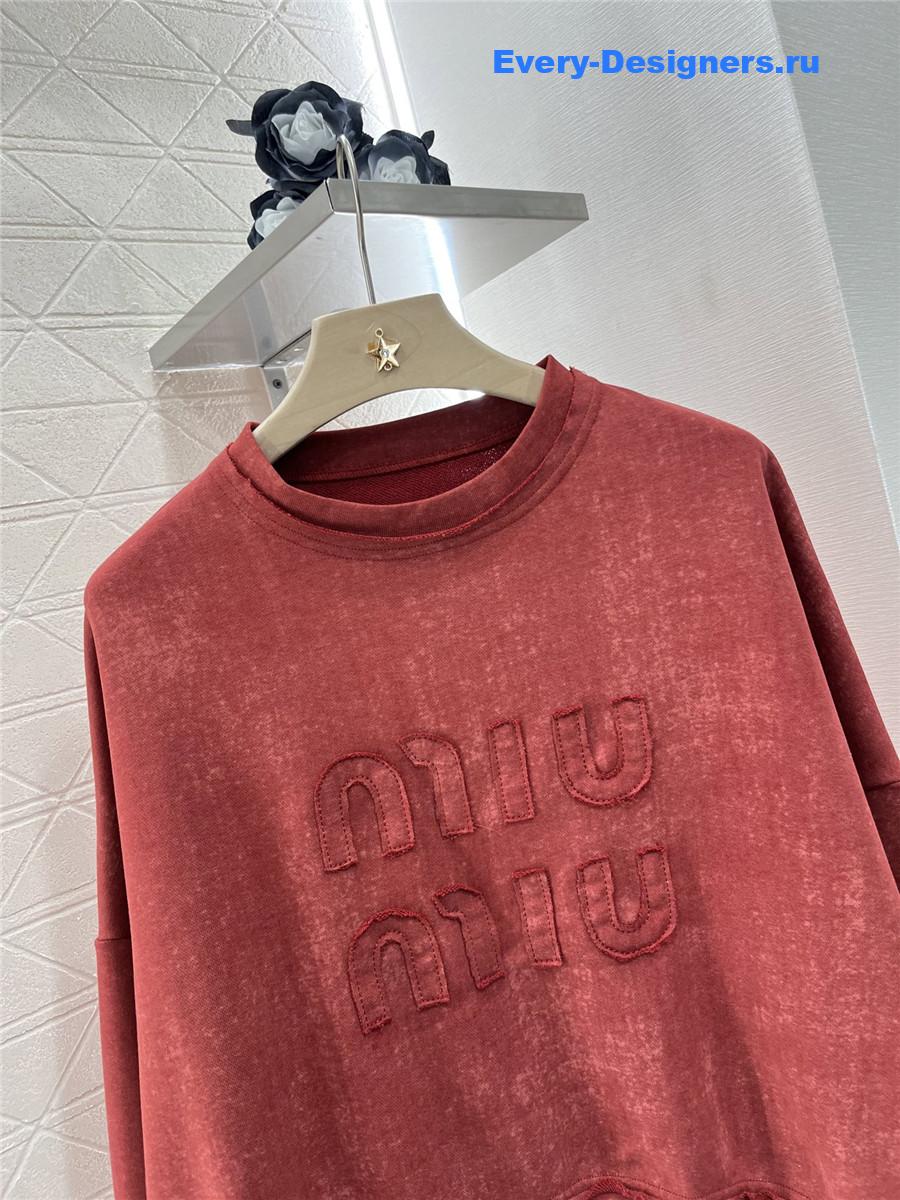 Miu Miu Crew Neck Logo Sweatshirt Set Red