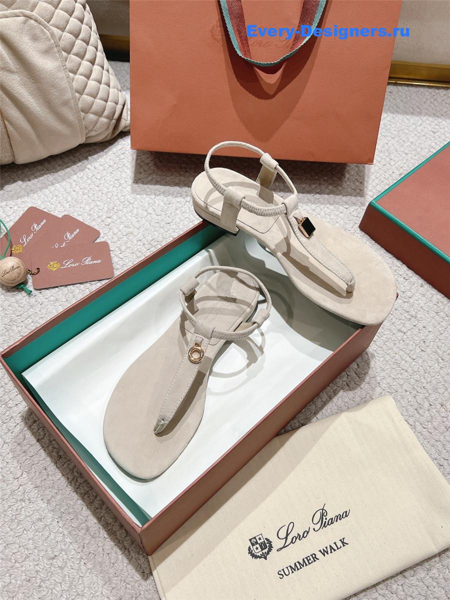 L0r0 P1ana gray leather mindil sandal