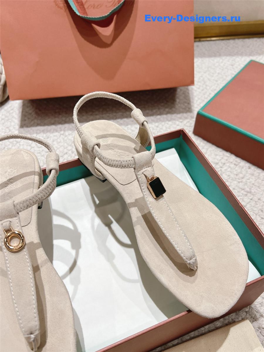 L0r0 P1ana gray leather mindil sandal