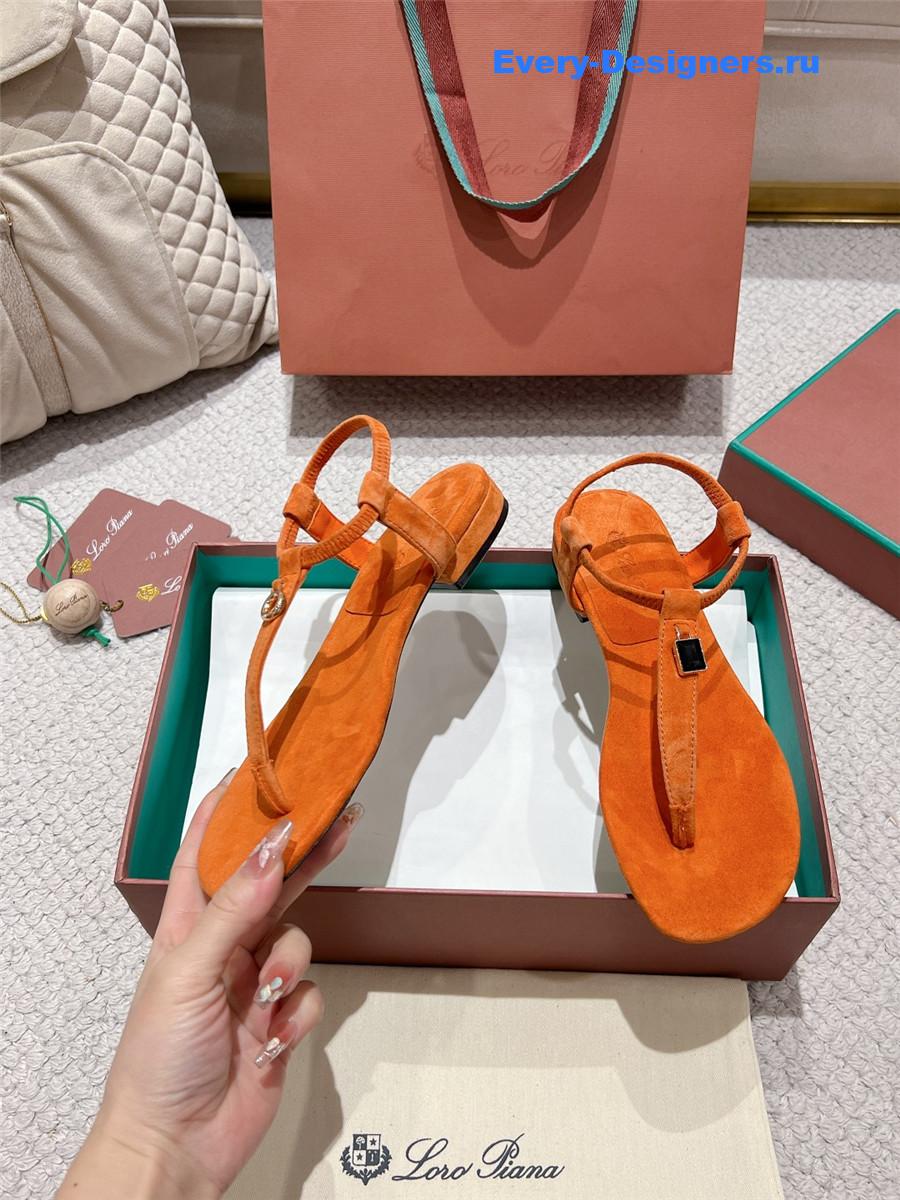 L0r0 P1ana orange leather mindil sandal