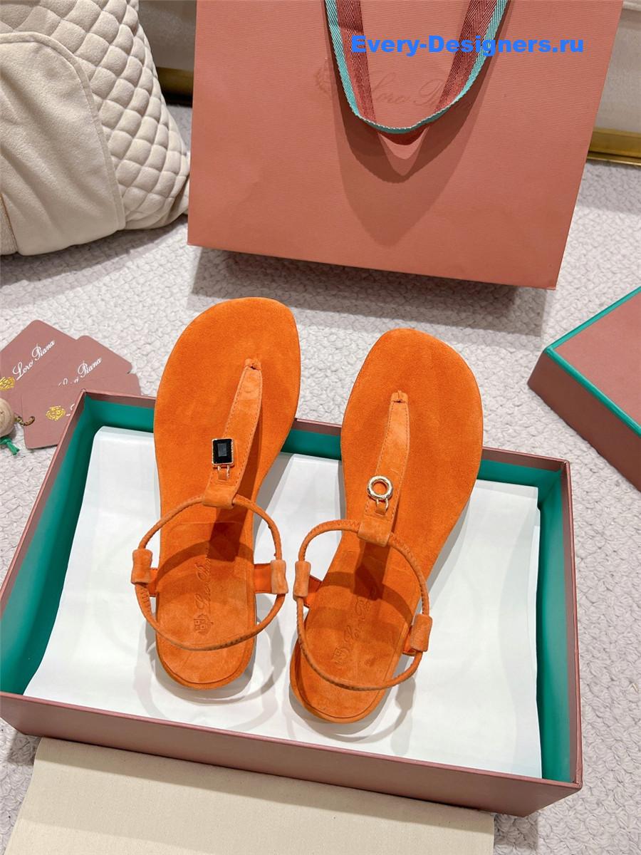 L0r0 P1ana orange leather mindil sandal