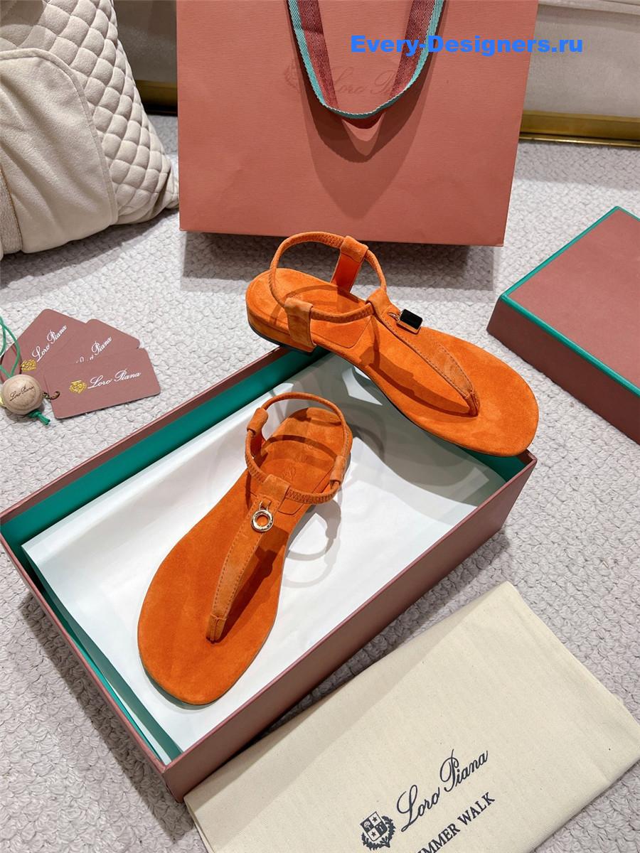 L0r0 P1ana orange leather mindil sandal
