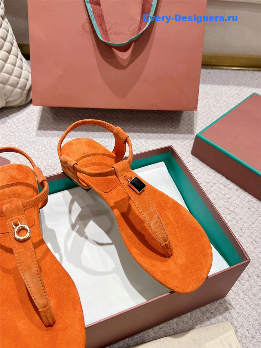 L0r0 P1ana orange leather mindil sandal