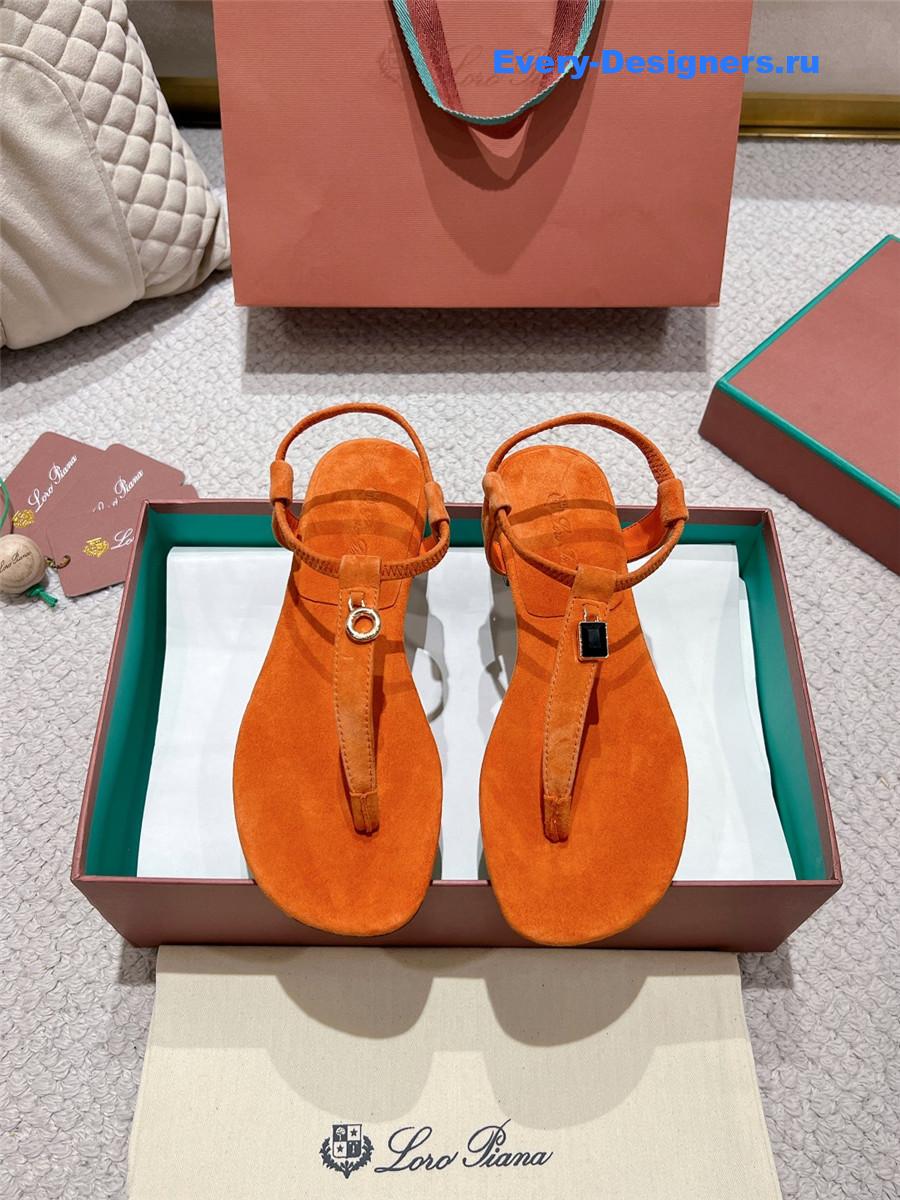L0r0 P1ana orange leather mindil sandal