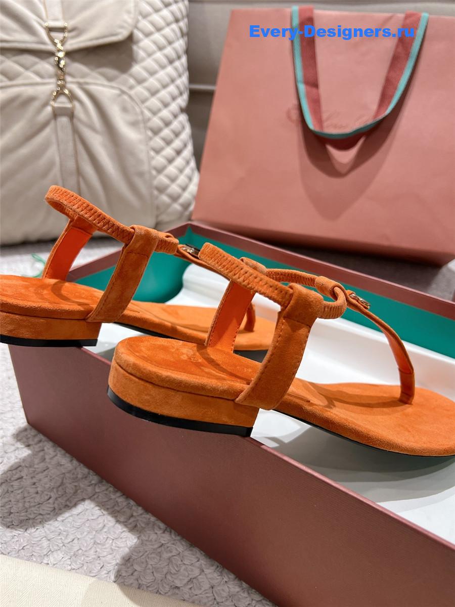 L0r0 P1ana orange leather mindil sandal