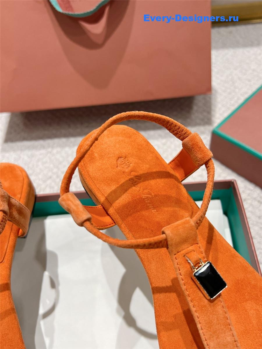 L0r0 P1ana orange leather mindil sandal