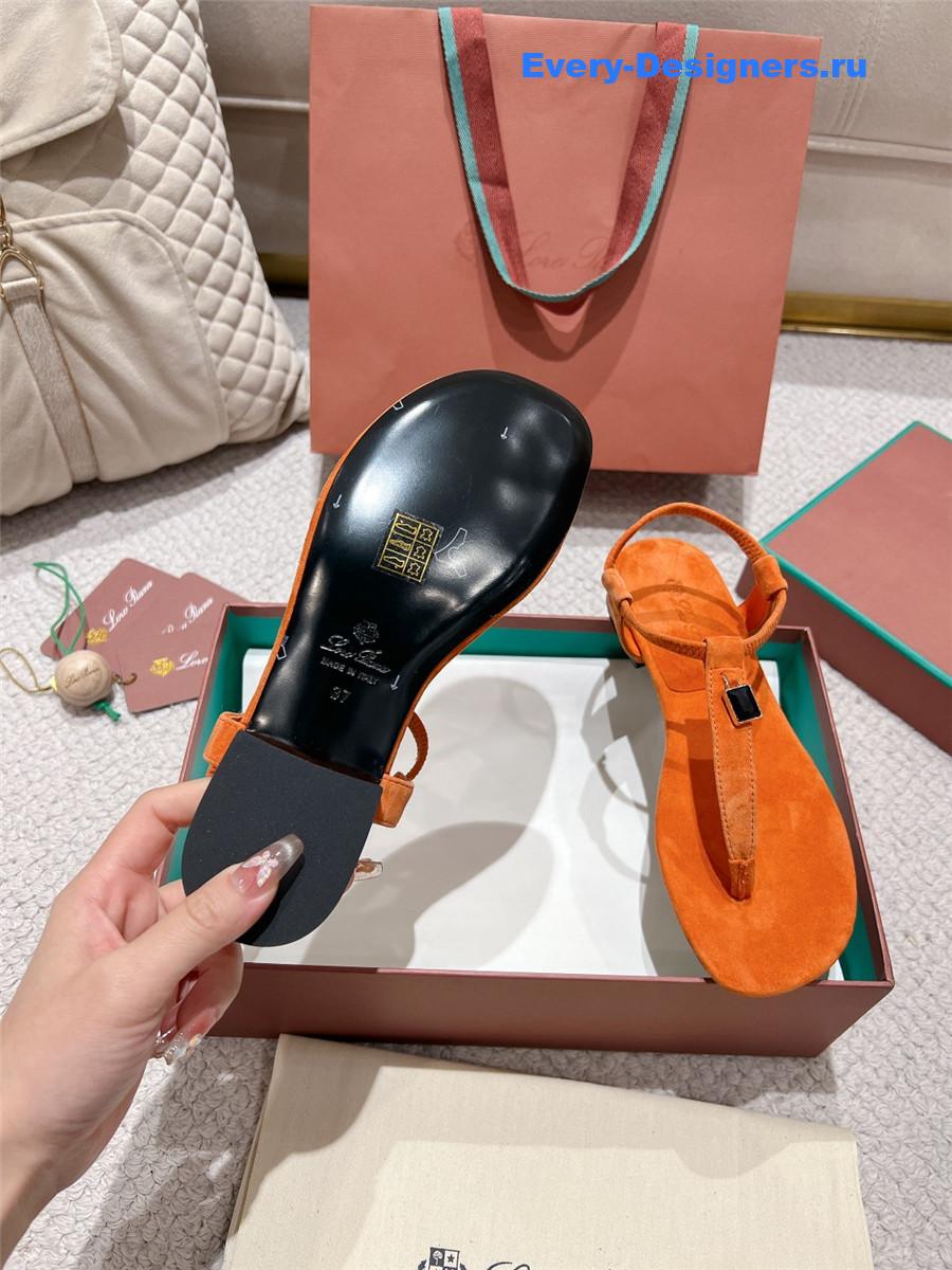 L0r0 P1ana orange leather mindil sandal