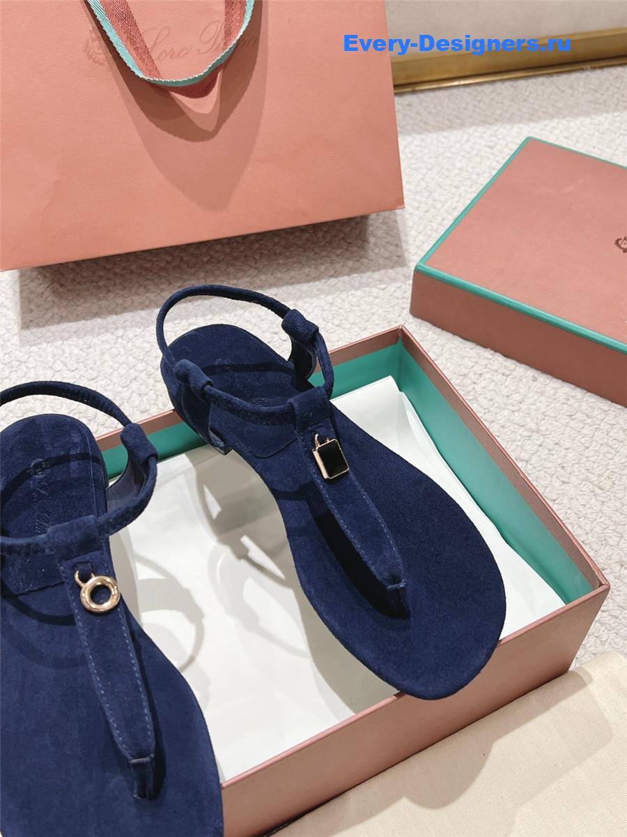 L0r0 P1ana navy blue leather sandals