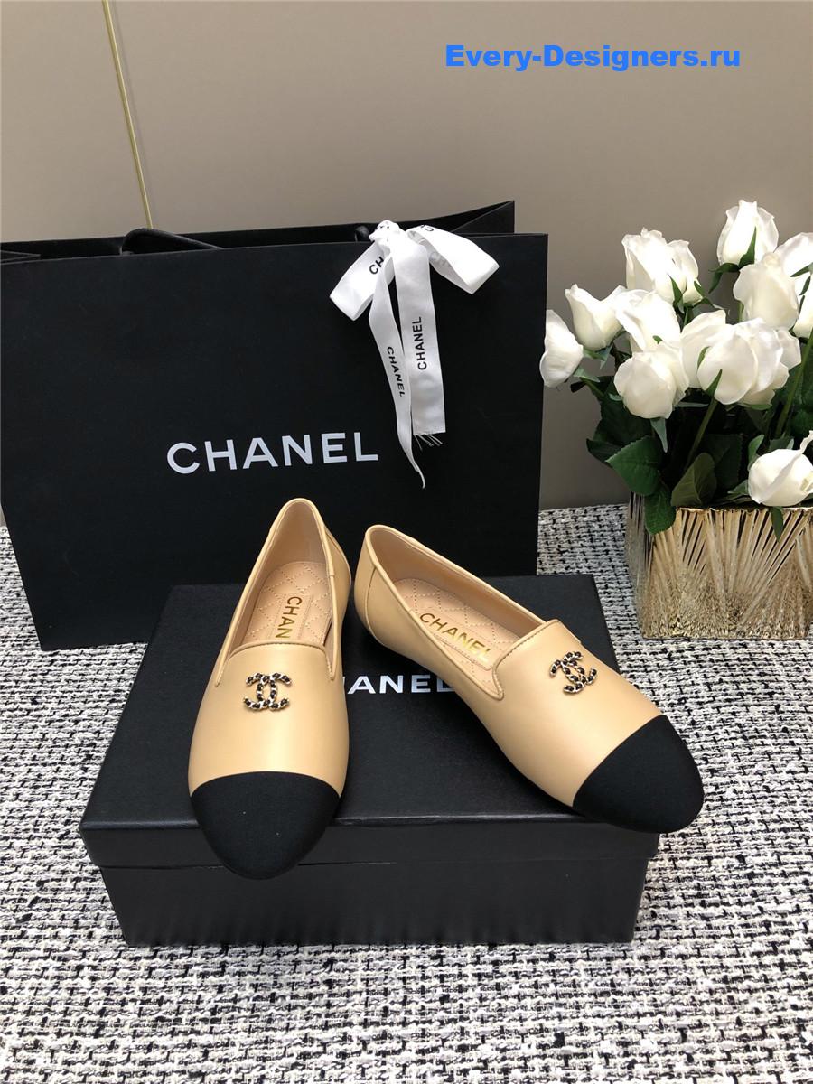 Ch**el silk lambskin cc logo flat loafers