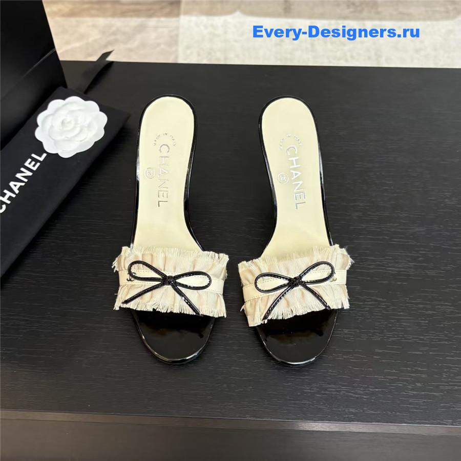 Ch**el frill bow logo heels