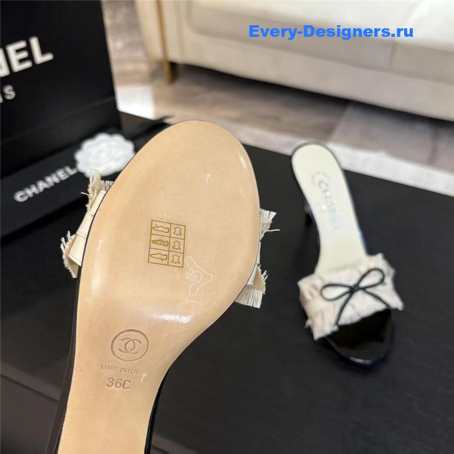 Ch**el frill bow logo heels