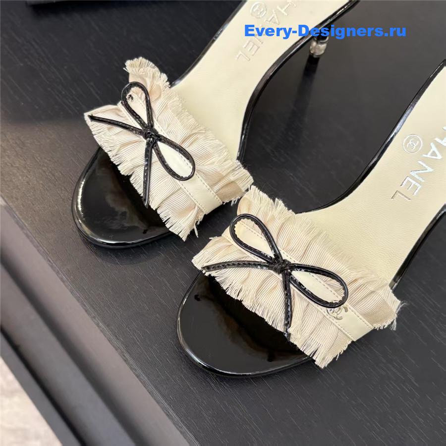 Ch**el frill bow logo heels