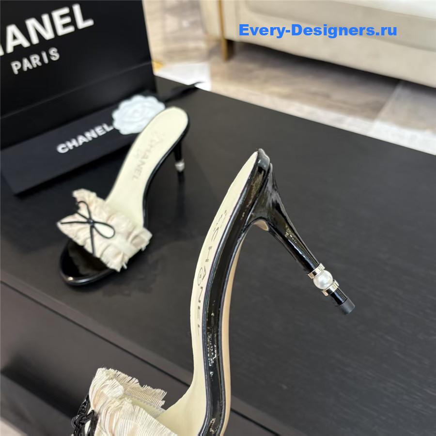 Ch**el frill bow logo heels