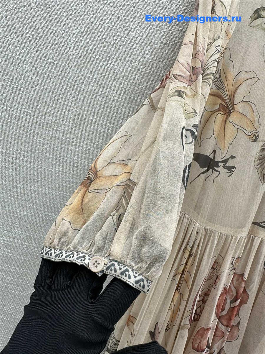 D10r long vase print silk dress