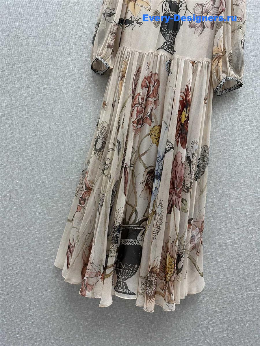 D10r long vase print silk dress