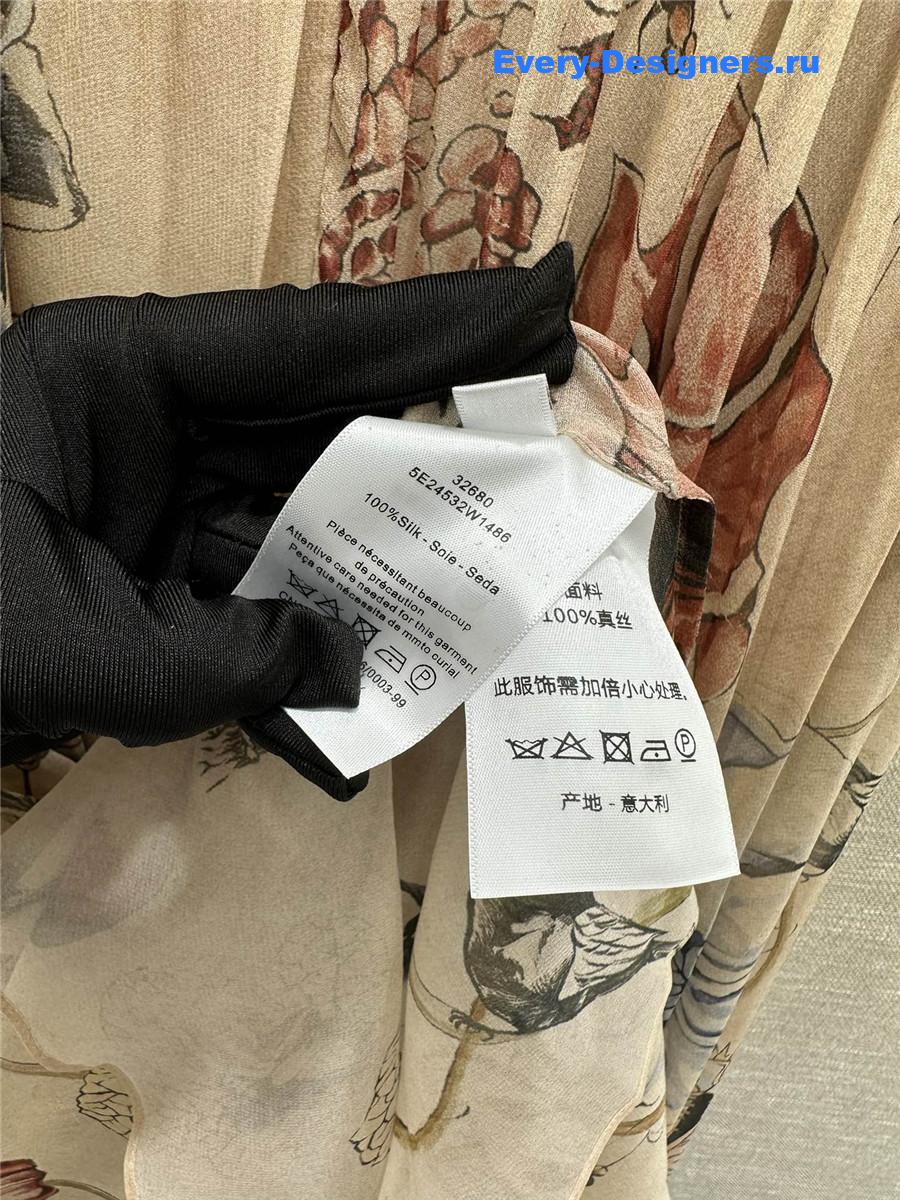 D10r long vase print silk dress