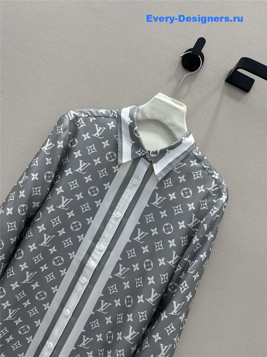 l0vis Vvtt0n lv monogram print silk shirt