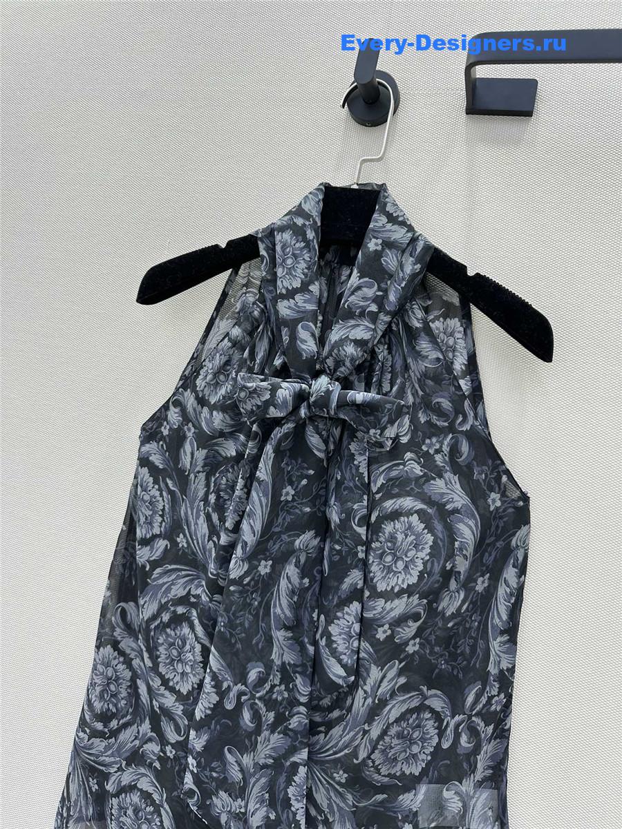 Va1e*ntin0 flower print halter silk top blue