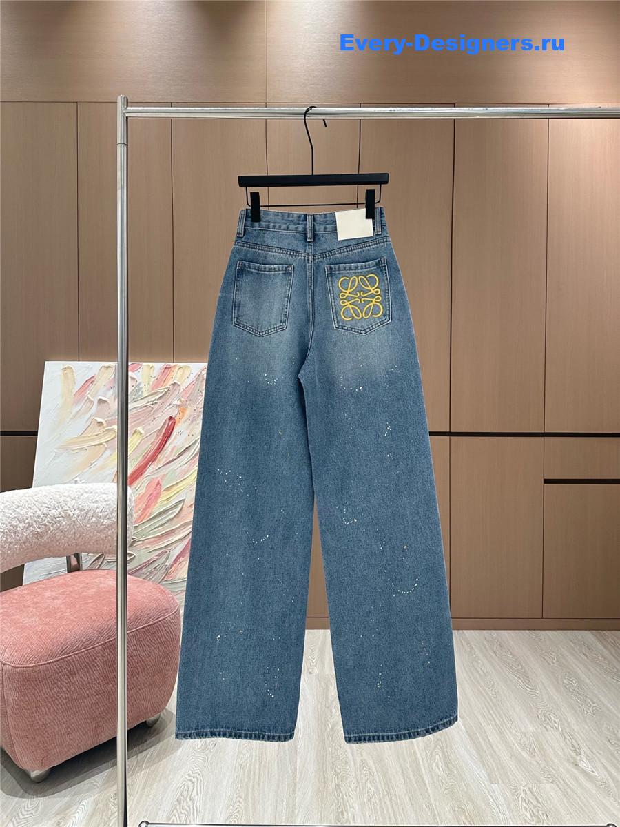 L0ew* blue straight wide leg jeans