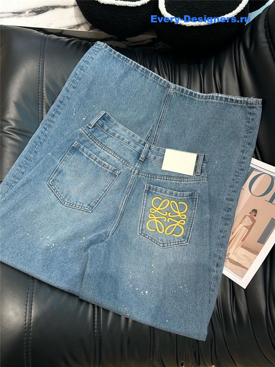 L0ew* blue straight wide leg jeans