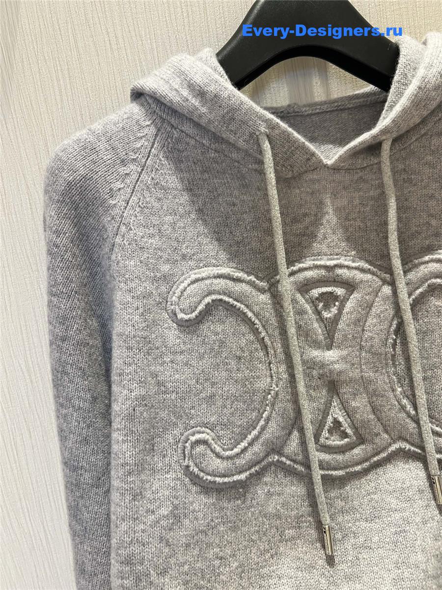 Ce1i*e grey hooded knitted sweatshirt