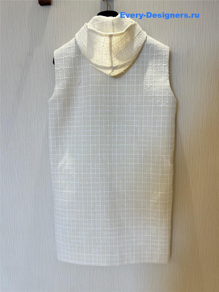 Ch**el tweed sleeveless hooded dress
