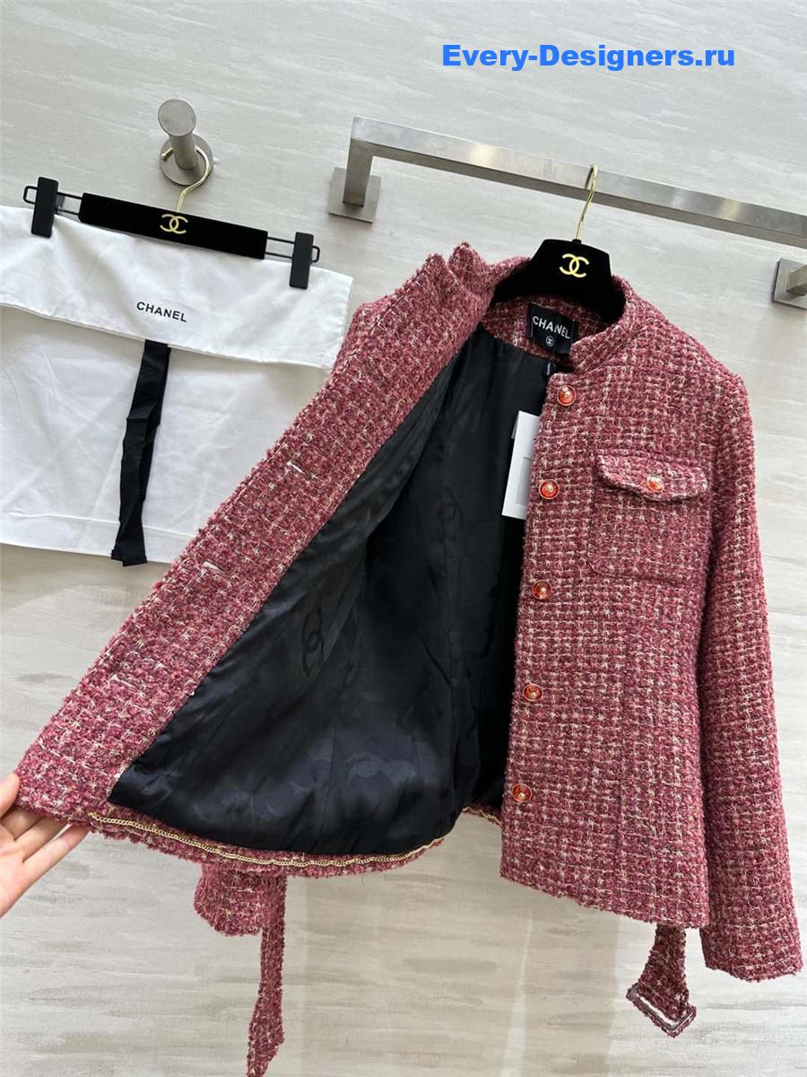 Ch**el gold tweed braided lace-up jacket