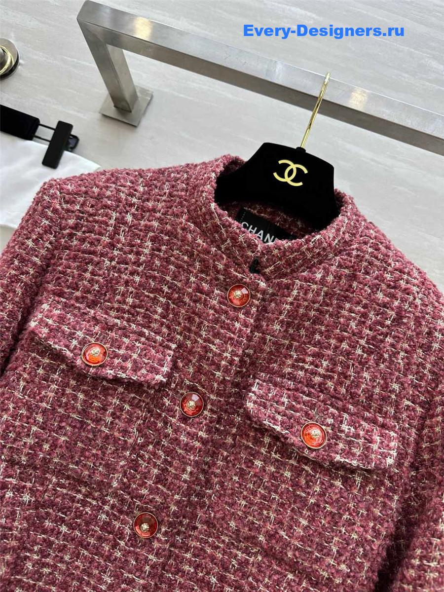 Ch**el gold tweed braided lace-up jacket