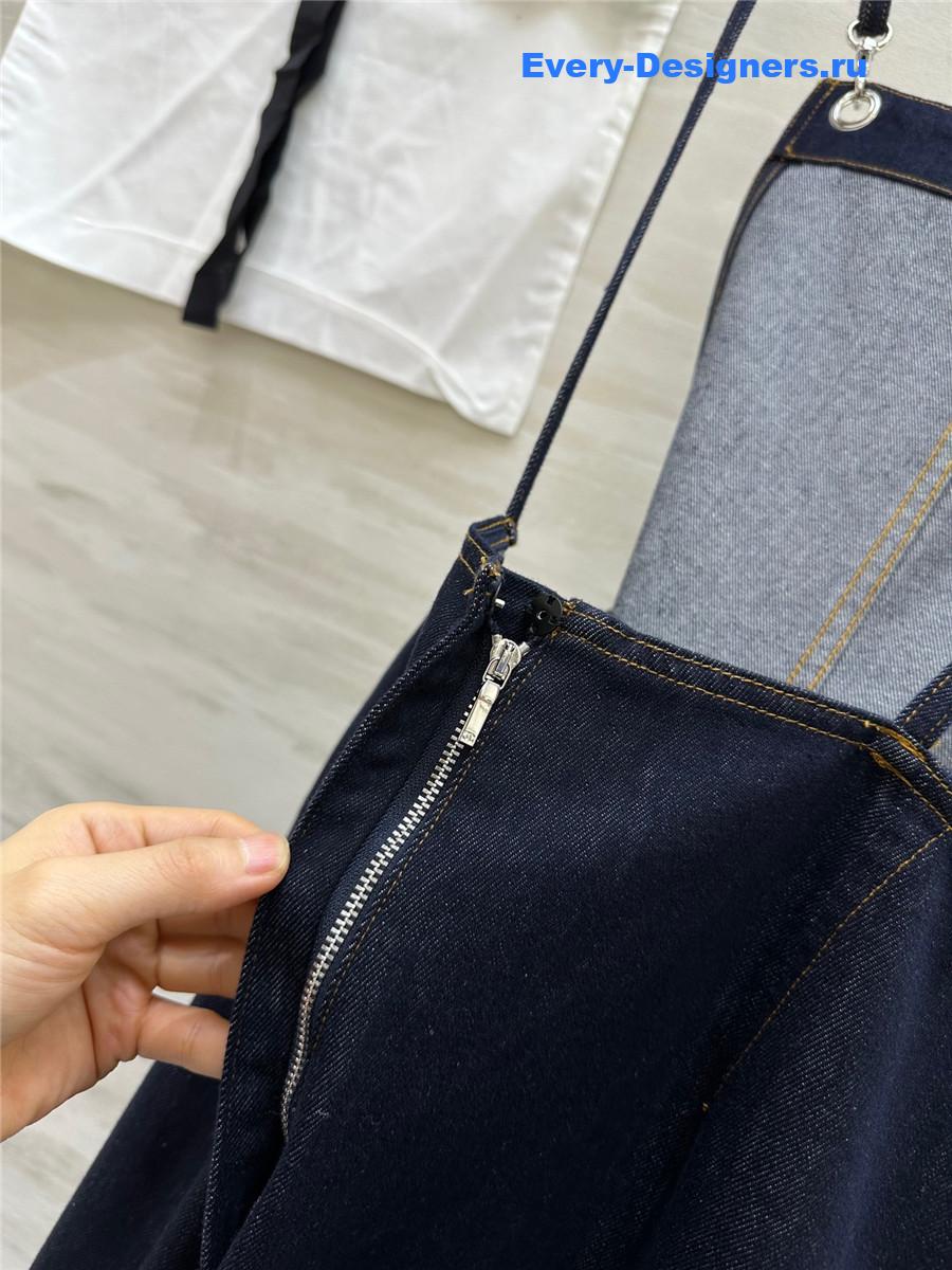 Ch**el denim bib jumpsuit