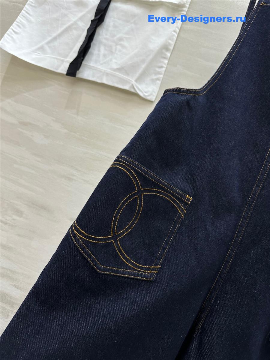 Ch**el denim bib jumpsuit