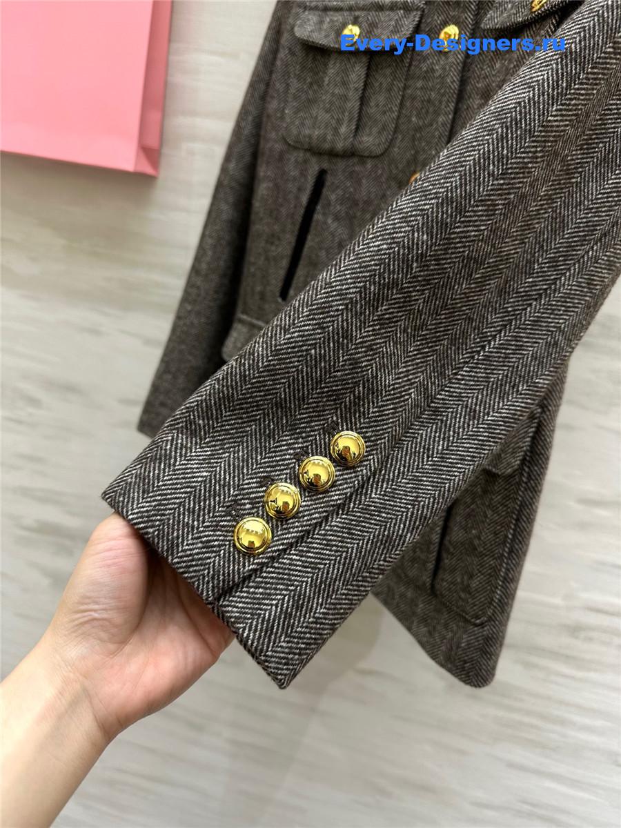 Miu Miu Wool Herringbone Coat