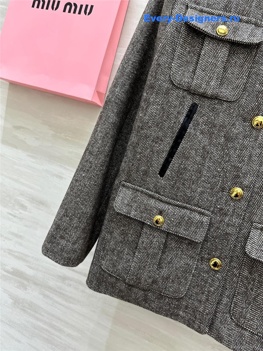 Miu Miu Wool Herringbone Coat