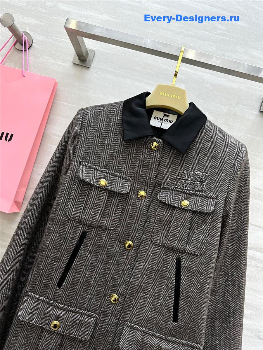 Miu Miu Wool Herringbone Coat