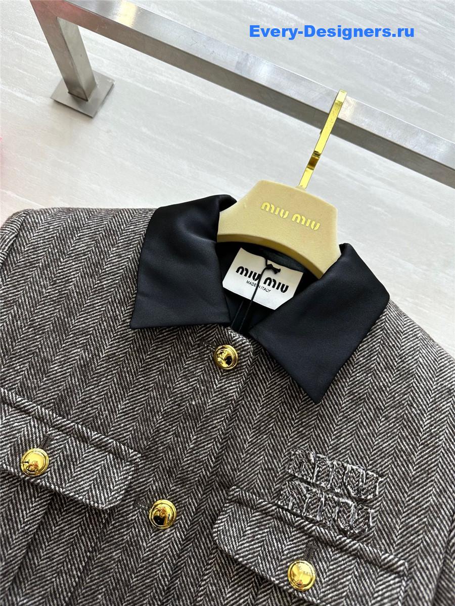 Miu Miu Wool Herringbone Coat